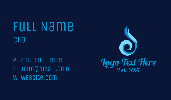 Blue Water Element Business Card Design Image Preview