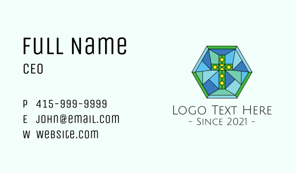 Religious Cross Stained Glass Business Card Design Image Preview