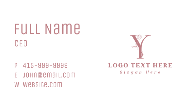Flower Wellness Letter Y Business Card Design Image Preview