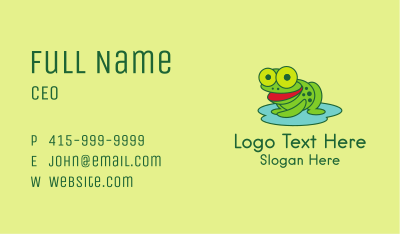 Happy Pond Frog  Business Card Image Preview