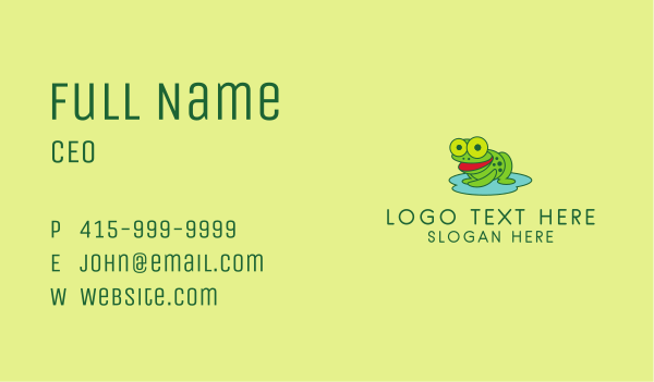 Happy Pond Frog  Business Card Design Image Preview