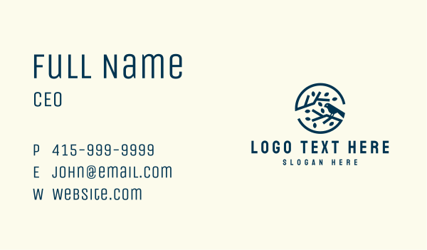 Blue Sparrow Branch Badge Business Card Design Image Preview