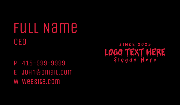 Scary Bloody Wordmark Business Card Design Image Preview