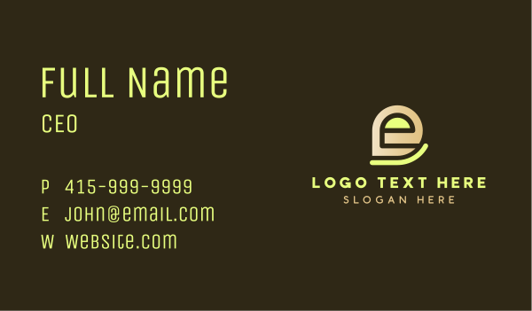 Modern Yellow Letter E Business Card Design Image Preview