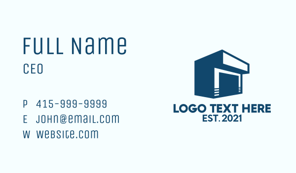 Blue Silhouette Warehouse  Business Card Design Image Preview