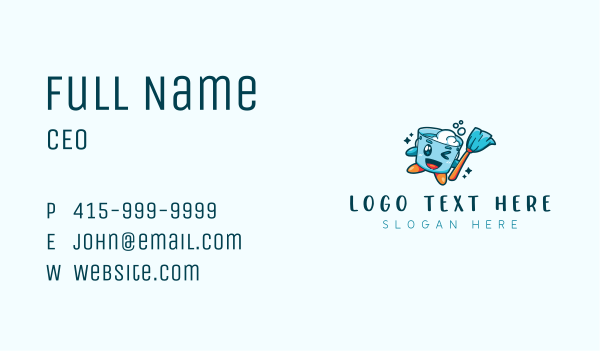 Cleaning Bucket Mop Business Card Design Image Preview