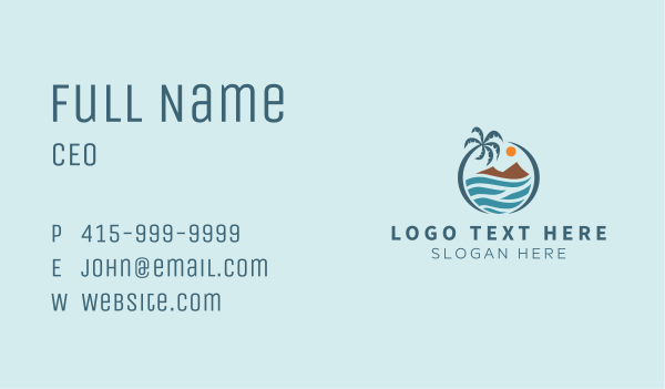 Island Beach Vacation Business Card Design Image Preview
