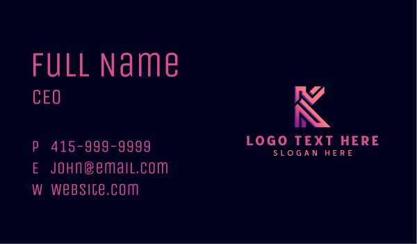 Tech Innovation Letter K Business Card Design Image Preview