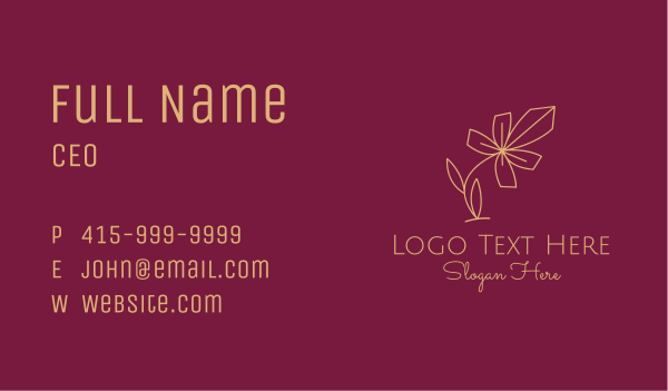 Gold Minimalist Flower  Business Card Design Image Preview