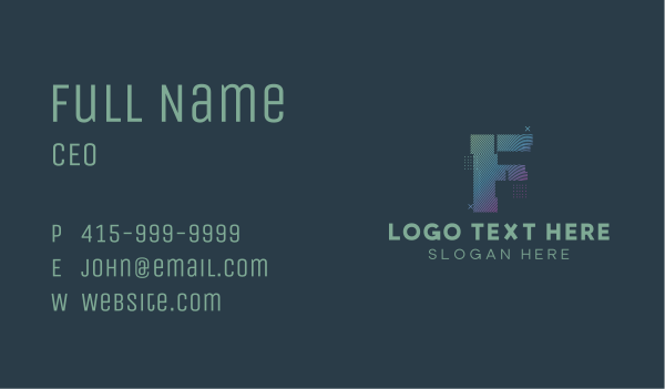 Modern Glitch Letter F Business Card Design Image Preview