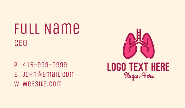 Pink Respiratory Lungs Business Card Design Image Preview