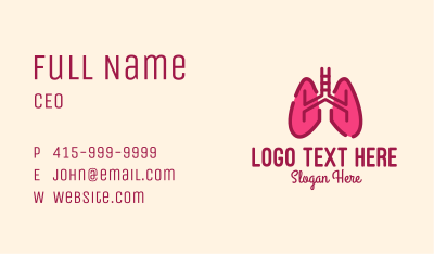 Pink Respiratory Lungs Business Card