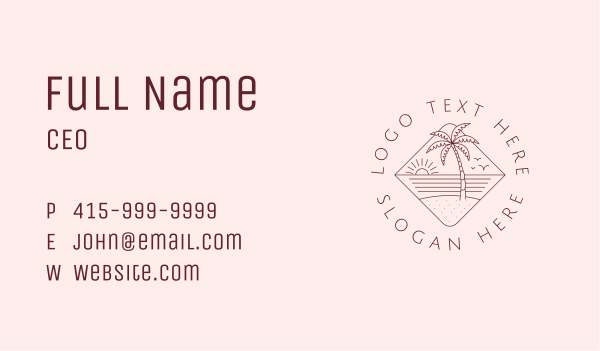 Island Shore Sunset Business Card Design Image Preview