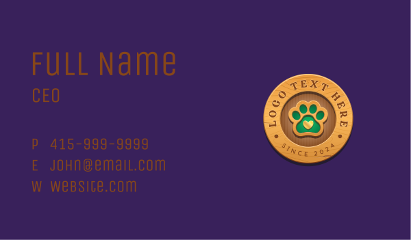 Paw Print Pet Veterinary Business Card Design Image Preview