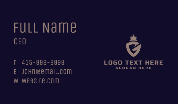 Crown Shield Letter G Business Card Design Image Preview