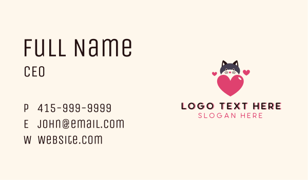 Cat Heart Veterinary Business Card Design Image Preview