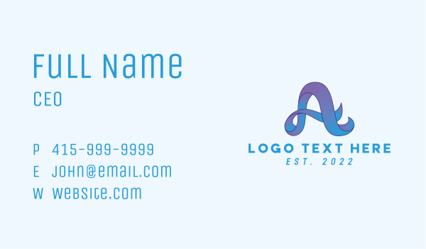 Blue Ribbon Letter A Business Card Design Image Preview