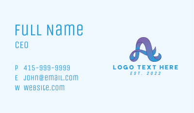 Blue Ribbon Letter A Business Card Image Preview