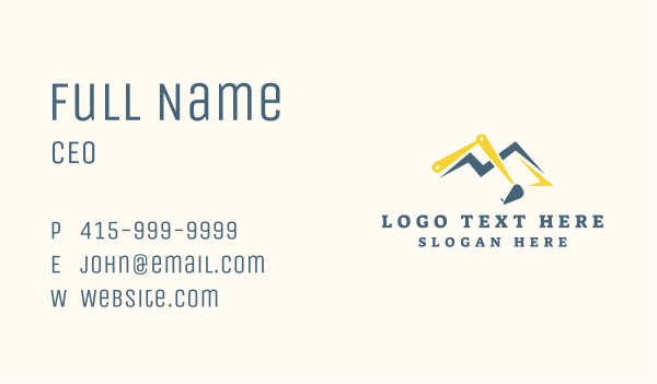 Heavy Equipment Excavation Business Card Design Image Preview