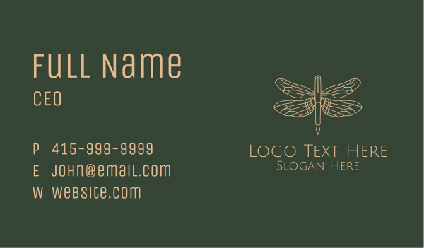 Dragonfly Fountain Pen Business Card Design Image Preview