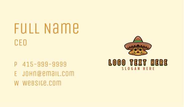 Mexican Nacho Skull Business Card Design Image Preview
