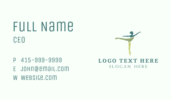 Green Ballet Dancer Business Card Design Image Preview