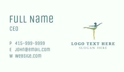 Green Ballet Dancer Business Card Image Preview