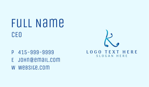 Blue Aqua Letter K  Business Card Design Image Preview