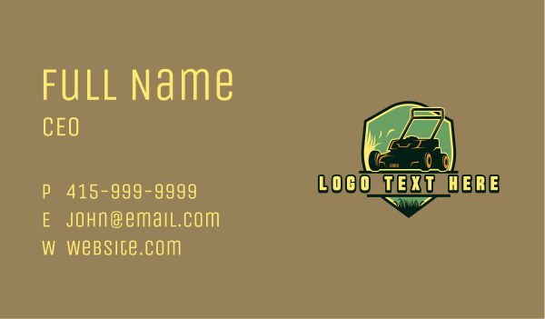 Lawn Mower Equipment Shield Business Card Design Image Preview