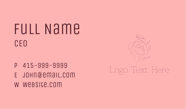 Minimalist Floral Woman Face Business Card Design Image Preview