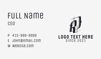 Black Gothic Lettermark  Business Card Image Preview