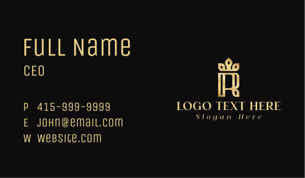 Elegant Gold Letter R Business Card Design Image Preview