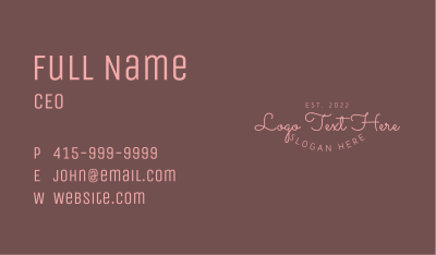 Pink Feminine Cursive Wordmark Business Card Image Preview