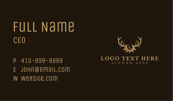 Elegant Antler Buck Business Card Design Image Preview