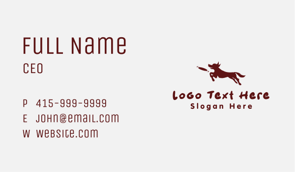 Silhouette Frisbee Dog  Business Card Design Image Preview