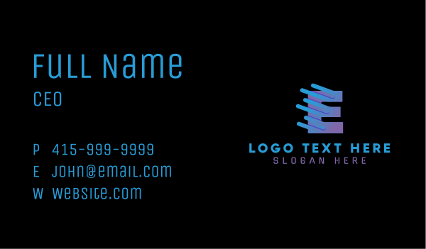 Cyber Digital Letter E Business Card Design Image Preview