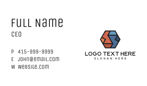 Geometric Hexagon Puzzle  Business Card Design Image Preview