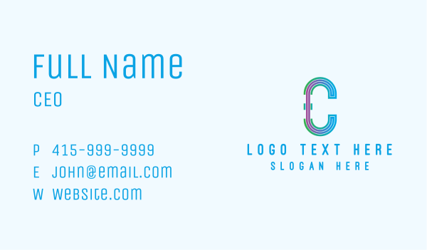 Blue Modern Letter C Business Card Design Image Preview