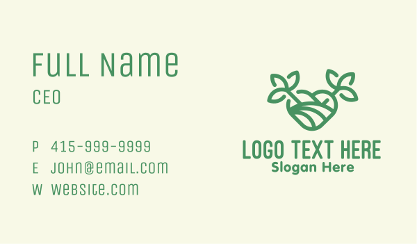 Green Organic Heart Business Card Design Image Preview