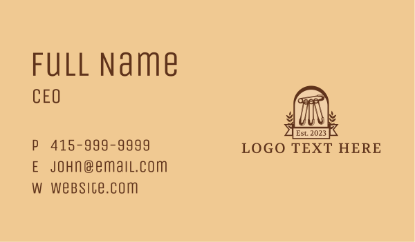 Classic Tailor Safety Pin Business Card Design Image Preview