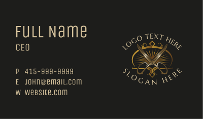 Gold Classic Barbershop Business Card Image Preview