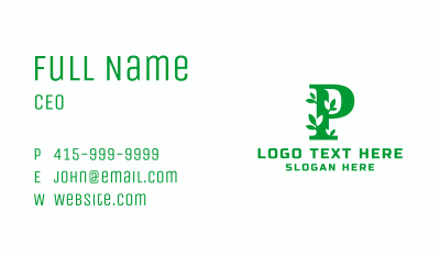 Plant Seedling Letter P Business Card Image Preview