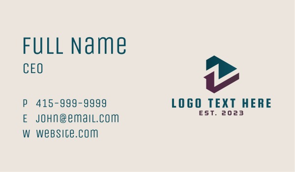 Generic Triangle Letter Z Business Card Design Image Preview