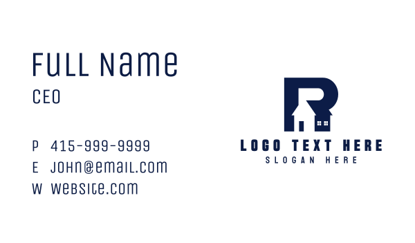 Blue House Letter R Business Card Design Image Preview