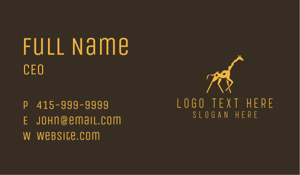 Running Wild Giraffe Business Card Design Image Preview