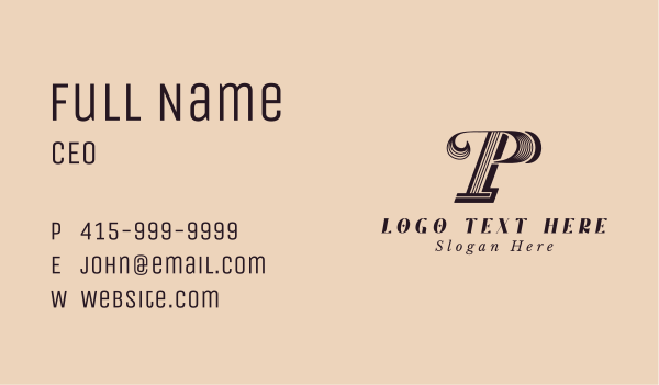 Classic Letter P Boutique Business Card Design Image Preview