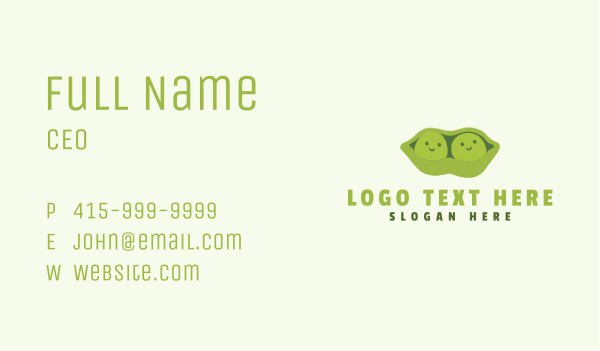 Cute Green Peas Business Card Design Image Preview