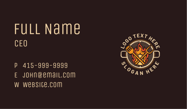 Flaming Barbeque Grill Business Card Design Image Preview