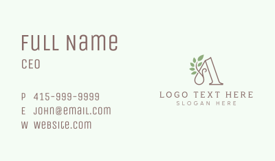 Natural Plant Letter A Business Card Image Preview