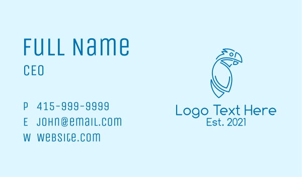 Blue Cockatoo Monoline Business Card Design Image Preview